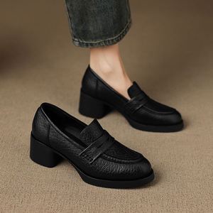 Mocasines de Mujer Primavera-Verano 2025, Nuevos, de Alta Calidad, con Cordones Cuadrados, Transpirables, Ligeros, Antideslizantes, Zapatos de Tacón Alto para Oficina y Trabajo - Product Image 3