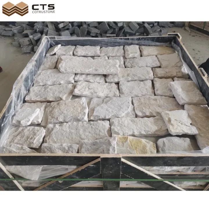 Australia Hot Natural White Sandstone Split Surface Corner Price outdoor slate loose stone pannelli di rivestimento per pareti esterne piastrelle