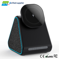 Chargeur sans fil magnétique rapide 15W, support de haut-parleur, veilleuse de chevet avec station de charge sans fil pour téléphone portable RGB