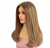 Peluca de Encaje Completo sin Pegamento Personalizada con Cabello de Bebé, Encaje Transparente, Cabello Humano Virgen Europeo 100%, Rubio Ceniza Liso Natural