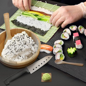 Kit de fabrication de <span class=keywords><strong>sushi</strong></span> en bambou OEM, paquet de 15 accessoires pour <span class=keywords><strong>sushi</strong></span> et couteau à <span class=keywords><strong>sushi</strong></span> - Product Image 4