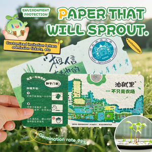 بطاقات بذور تحية شكرا لك مخصصة ، ورق قابل للتحلل مع بذور مرئية بالكامل ، ورق بذور - Product Image 2