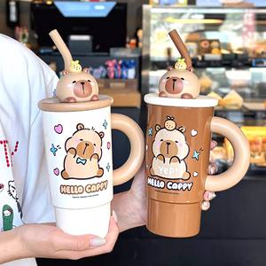 Hello Cappy <b>Insulated</b> <b>Mug</b> 575Ml With Straw And Lid For Office Use - Product Image 3