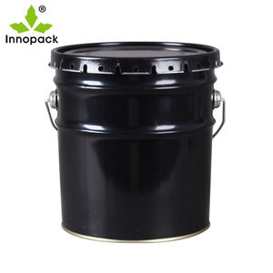 Bidon métallique de seau en étain noir de 10 <span class=keywords><strong>litres</strong></span> avec serrure à pince à anneau pour produits de baril chimique d'encre de peinture - Product Image 2