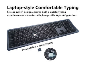 คีย์บอร์ดไร้สายแบบ Ergonomic ขนาดเต็ม ดีไซน์โค้ง รองรับโหมดคู่ ชาร์จซ้ำได้ พร้อมแป้นตัวเลข เชื่อมต่อบลูทูธ - Product Image 5