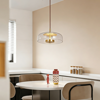 Lampe suspendue de luxe nordique en cuivre pour restaurant, design minimaliste en laiton et verre, pour bar, salon de thé, lampe de chevet, faite à la main