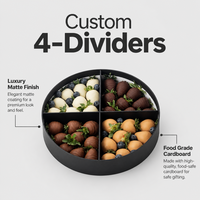 Boîte Cadeau Ronde Noire Mate Personnalisée de Luxe avec Diviseurs, Tube d'Emballage Alimentaire pour Chocolats, Fraises, Bonbons, Fruits