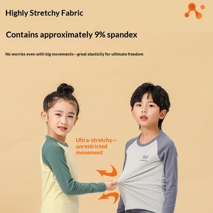 Ensemble de <span class=keywords><strong>pyjama</strong></span> thermique pour enfants, garçons, filles, adolescents, automne-hiver, polyester, hauts et pantalons à blocs de couleur raglan - Product Image 3