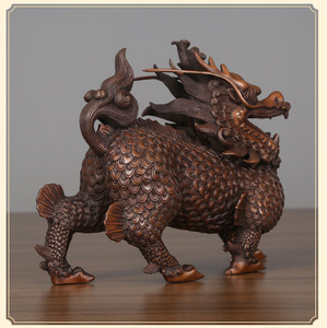 Ornamenti Kirin in Rame Rosso, Decorazioni per Ufficio e Casa, Regalo di Inaugurazione, Attrae la Ricchezza nella Cultura Feng Shui - Product Image 6