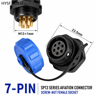 Connecteur d'aviation étanche HYSF SUBSEA SP13 à 7 broches, prise femelle à visser avec capuchon de protection pour équipement marin