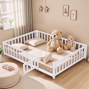 Estructura de Cama de Piso Montessori de Madera Maciza para Niños Pequeños Tamaño Matrimonial para Dormitorio - Product Image 1
