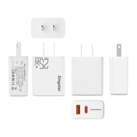 Chargeurs adaptateurs multifonctions USB Type C 2 en 1 avec double port A+C PD QC3.0 25W et lumière LED, charge rapide Type-C