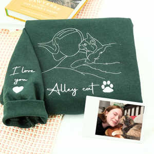 Sudadera con capucha con retrato de mascota ecológica bordada personalizada, insignia personalizada, regalo del Dí<span class=keywords><strong>a</strong></span> del <span class=keywords><strong>Padre</strong></span>, amantes de las mascotas, primavera y verano - Product Image 2