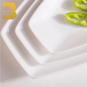 BLAIS Vaisselle rectangulaire en céramique blanche Assiettes en forme de bateau pour la restauration de fête Plats de créateurs en gros - Product Image 2