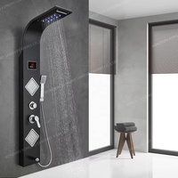 Ensemble de pommeau de douche à main haute pression intelligent Robinets thermostatiques Jet de massage doux Modèles de pulvérisation Chrome brossé pour salle de bain