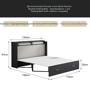 <span class=keywords><strong>Lit</strong></span> mural pliable de qualité professionnelle, moderne et minimaliste, avec armoire de rangement pour le bureau et la chambre à coucher - Product Image 6