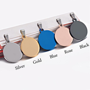Vente en gros de colliers personnalisés à la mode en acier inoxydable résistant, pendentif rond, étiquette de nom de chien gravée au laser, <span class=keywords><strong>porte</strong></span>-clés - Product Image 5