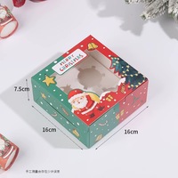 Noël Transparent Fenêtre Kraft Papier Cupcake Boîte Dessert Cadeau et Crème Tarte Stockage Emballage Boîte