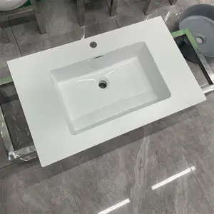Comptoir de salle de bains en pierre de marbre artificielle, lavabo européen