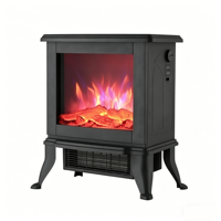 Cheminée électrique PTC 1800W avec effet de flamme 3D et panneau en verre