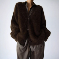 Cardigan en fausse fourrure personnalisé, ample, confortable et pas cher, en maille épaisse, en mohair brossé, en laine tricotée