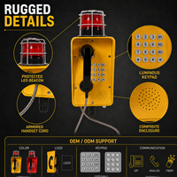 Teléfono Industrial de Pared con Fibra Óptica, IP66 Impermeable, SIP Analógico, con Altavoz de 30W y Señalizador de Emergencia VOIP