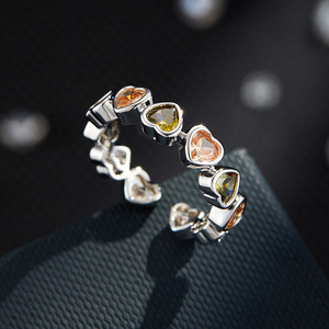 MyMuyu Heart <b>Shaped</b> Zirconia Open Ring Adjustable Index Finger Ring For Gift Jewelry - Product Image 1