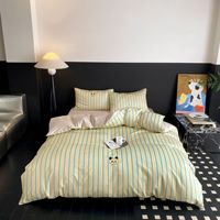 Parure de lit en coton longues fibres de qualité supérieure, imprimé réactif avec broderie animale mignonne, certifiée Oeko-Tex, pour chambre à coucher