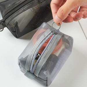 กระเป๋าจัดระเบียบเครื่องสำอางทำจากไนลอนสีใสขนาดเล็กเป็นมิตรกับสิ่งแวดล้อมกุญแจลิปสติกแบบพกพาบัตรเครดิตอุปกรณ์จัดเก็บเครื่องสำอาง - Product Image 5