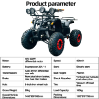 Quad agricole à 4 roues JUNCHI certifié EPA ECE, démarrage électrique automatique, moteur à entraînement par essieu 48V500W
