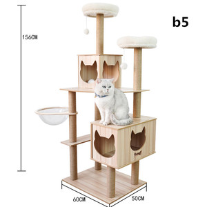 Arbre à chat en bois de luxe avec <span class=keywords><strong>griffoir</strong></span> et maisonnette, structure d'escalade pour chat, jouet pour animaux de compagnie, vente en gros - Product Image 1