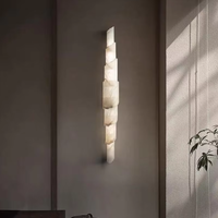 Applique murale moderne en marbre alabastre, applique en laiton LED E27 à intensité variable, éclairage intérieur pour chambre à coucher et salon