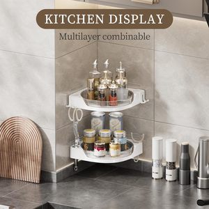 Plato giratorio de 360 grados, <span class=keywords><strong>Lazy</strong></span> <span class=keywords><strong>Susan</strong></span> estante de ducha de esquina, organizador de Caddy, almacenamiento de baño, sin perforación, cocina montada en la pared - Product Image 3