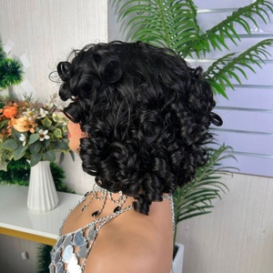 Bouncy Curly <b>Human</b> Hair <b>Wigs</b> With Bangs Fumi Curls Short Bob Egg Curls Glueless Full Machine Made <b>Wigs</b> for Women - Product Image 4