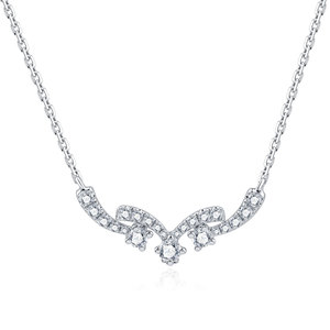 Collier personnalisé à pendentif en or blanc massif 18 carats avec de vrais diamants naturels Bijoux au design romantique pour femmes - Product Image 1