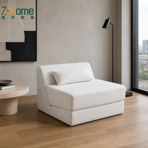 Vacuum Compression Sofa Armless Wedge Back Floor Chair Sherpa Fabric Space-Saving Seat Living Room Apartment Bedroom <b>Study</b> - Product Image 1