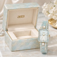 Asta Montre Quartz Femme Acétate Nouveau Style Mince Carré Cadran Ensoleillé Bleu Résine Logo Custom OEM
