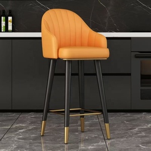 Tabourets de bar élégants en cuir noir avec dossier, vente en gros, usine chinoise - Product Image 5