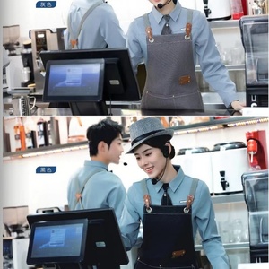 Tablier de travail unisexe taille unique YH22-1936, nouveau, en toile épaisse moyenne, grande poche, pour chef, serveur, salon de manucure, restaurant et bar - Product Image 2