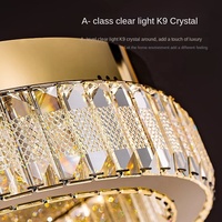 Plafonnier Minimaliste Luxe Léger en Acier Inoxydable et Cristal ; Lampe Intelligente Compatible Tmall Genie pour Salon et Chambre