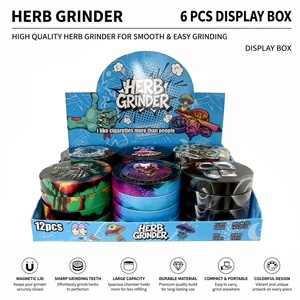 <b>Herb</b> <b>Grinder</b> 63mm Round Zinc Alloy Magnetic Lid Dry <b>Herb</b> <b>Grinder</b> with Colorful Cartoon Design for Smoking Accessories - Product Image 1
