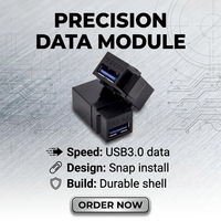 Adaptateur USB K&R standard US, module de connecteur de câblage double passage droit 30 voies LW-AD-USB3.0BK en plastique noir