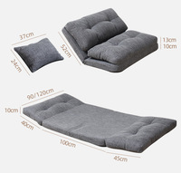 Canapé-lit pliable portable à double siège, dossier réglable, durable, style japonais tatami, inclinable, avec cadre en acier