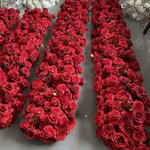 Hoa hồng đỏ nhân tạo bán buôn, trang trí bàn tiệc cưới lãng mạn, dây hoa dài, trang trí sự kiện thanh lịch - Product Image 3