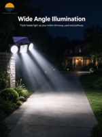 Lampe solaire murale pour cour et patio, 3 têtes rondes, 500LM, 231 LED, capteur PIR, contrôle de la lumière, micro-lumière, IP65, étanche, ABS, montage mural