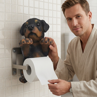 Porte-rouleau de papier toilette mural en résine, figurine de chien 3D amusante personnalisée, sculpture animale, accessoire de salle de bain, décoration intérieure, cadeau