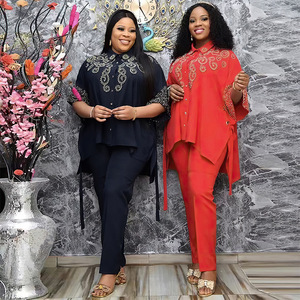 Ensemble deux pièces chemise et pantalon crayon pour <span class=keywords><strong>femme</strong></span>, style OL africain, grande taille, style européen et américain, pour le commerce extérieur - Product Image 1