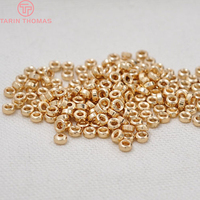 Perles d'espacement rondes en laiton plaqué or 24 carats pour bracelets et colliers, accessoires de fabrication de bijoux DIY de haute qualité, vente en gros