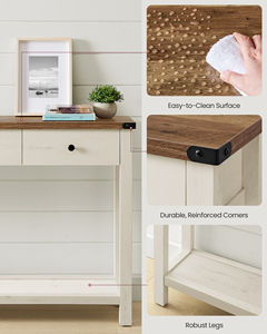 Vasagle Trang Trại Phong Cách Trắng Sofa Bảng Mở Kệ 3 Ngăn Kéo Giao Diện Điều Khiển Bảng Cho Hành Lang - Product Image 4