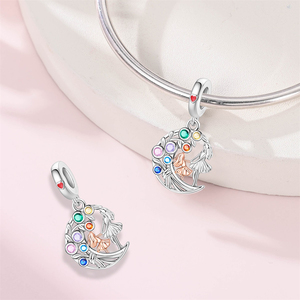 Cây Cuộc Sống mẹ con gái nhảy múa thiết kế mặt dây chuyền cổ điển trẻ em mạ bạc rực rỡ cắt Zirconia hạt thủ công tự làm - Product Image 2